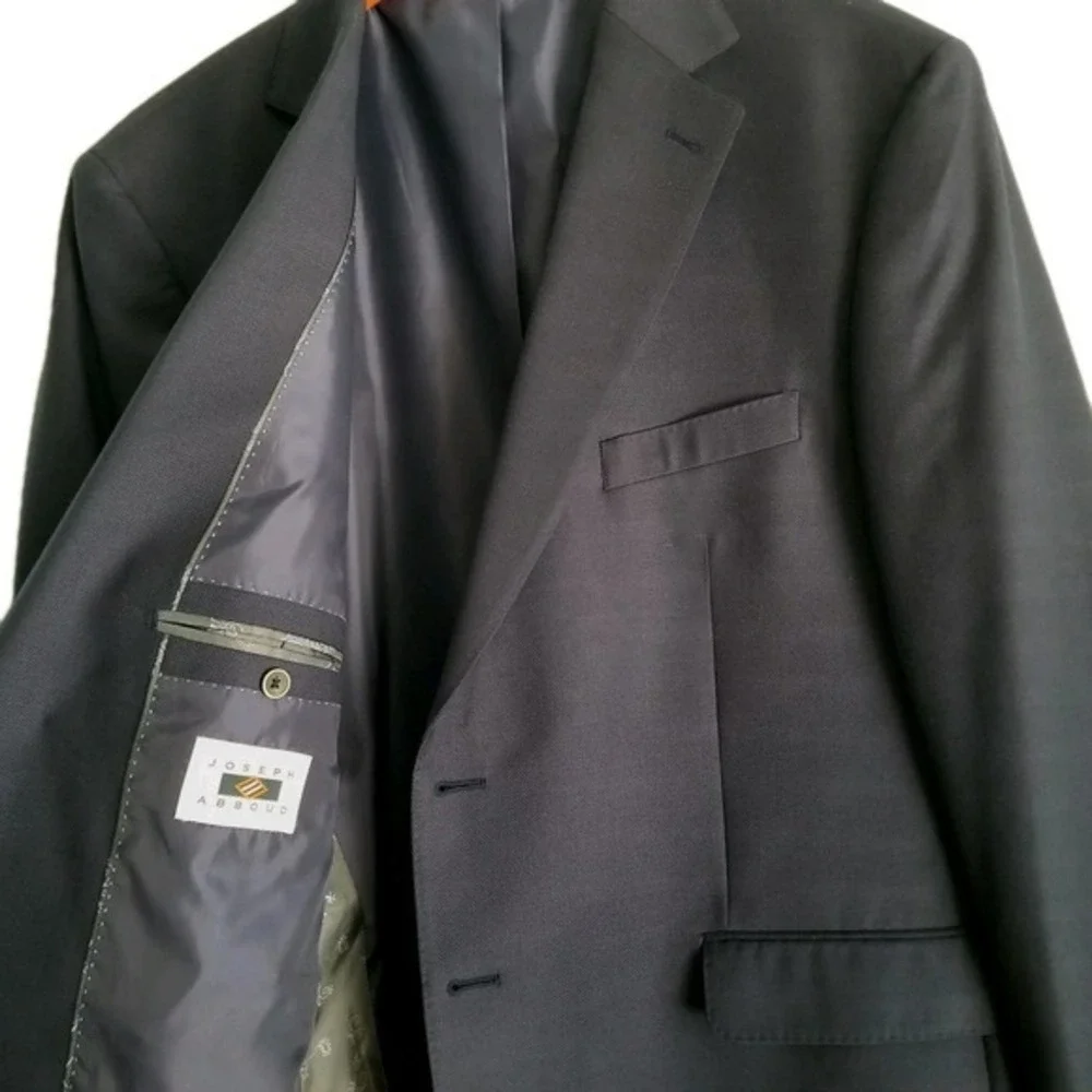 JOSEPH ABBOUD Sport Coat Men's 48 Navy Blue Blazer Jacket Italy 100% Wool